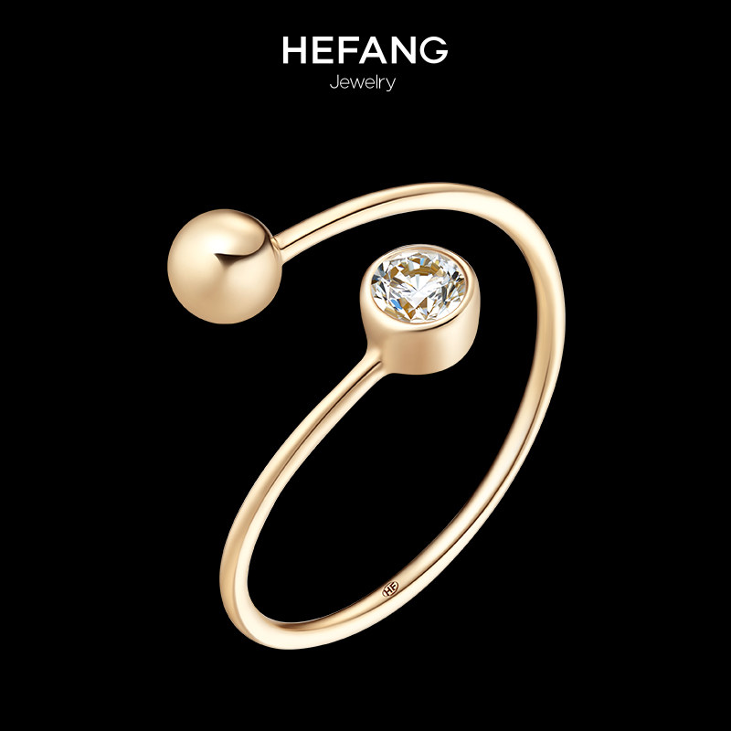 hefang双鱼座18k金钻石女高档指环 HEFANG Jewelry手饰