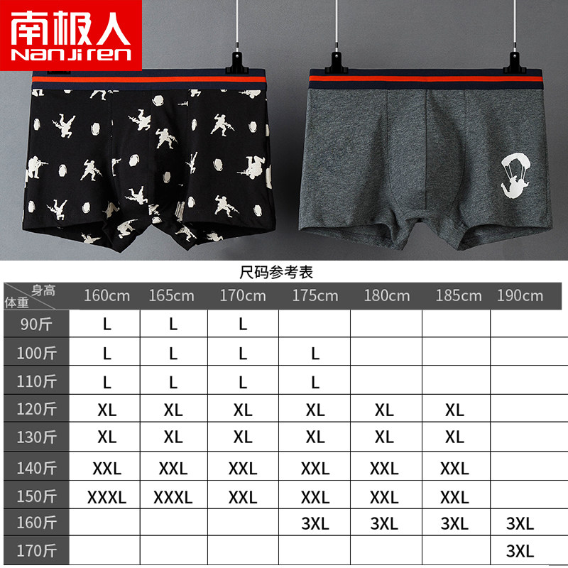 南极人4件四季男士纯棉全棉平角裤 南极人明淘内裤