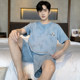 Yalu men's pajamas summer ຝ້າຍບໍລິສຸດສັ້ນເສອແຂນສັ້ນ 2026 ໃຫມ່ໄວຫນຸ່ມ summer ຊຸດຜ້າຝ້າຍເຮືອນ.