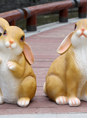 玻璃钢仿真兔子动物园林美陈雕塑