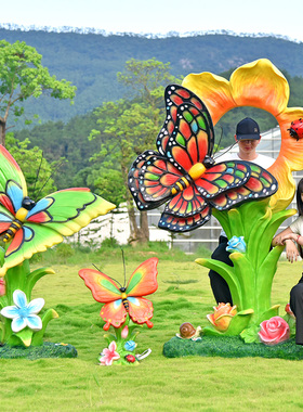 玻璃钢户外发光蝴蝶雕塑
