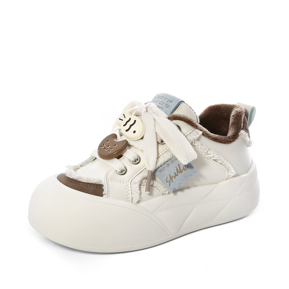 鲁鲁蛋原创小众板鞋女款2025年新款百搭冬季面包鞋加绒厚底小白鞋,淘宝优惠券,粉丝福利购,淘宝优惠卷