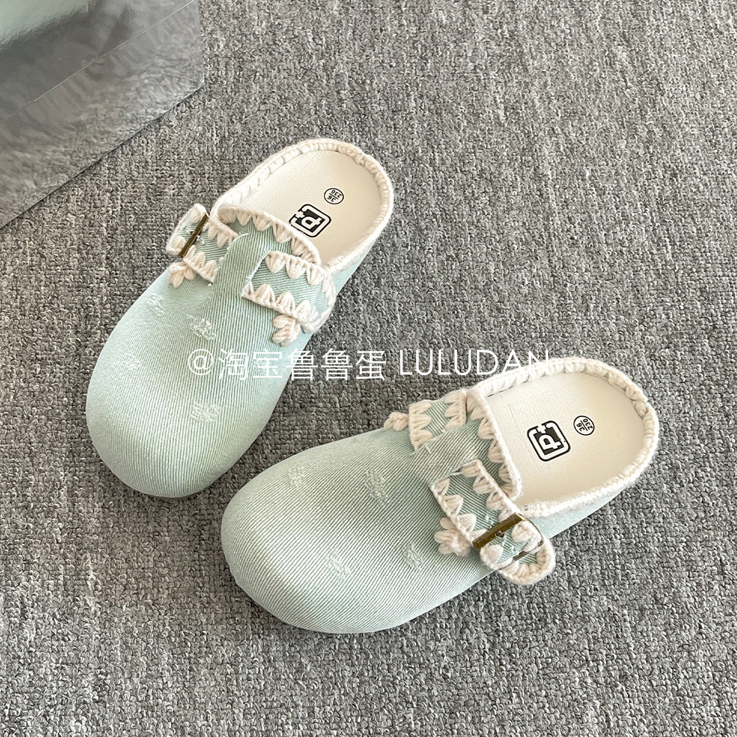 鲁鲁蛋 穆勒半拖鞋女外穿包头拖鞋2026新款春季超火一脚蹬勃肯鞋,淘宝优惠券,粉丝福利购,淘宝优惠卷