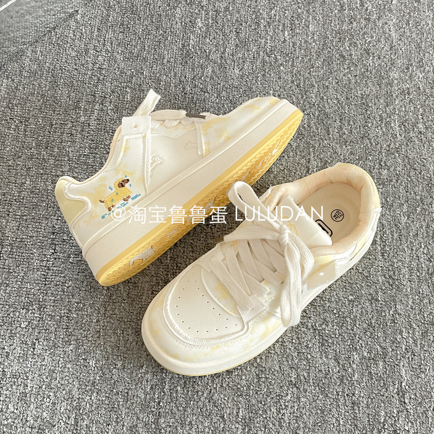 鲁鲁蛋 秋季厚底小白鞋女款2025新款韩系板鞋女鞋百搭小众面包鞋,淘宝优惠券,粉丝福利购,淘宝优惠卷