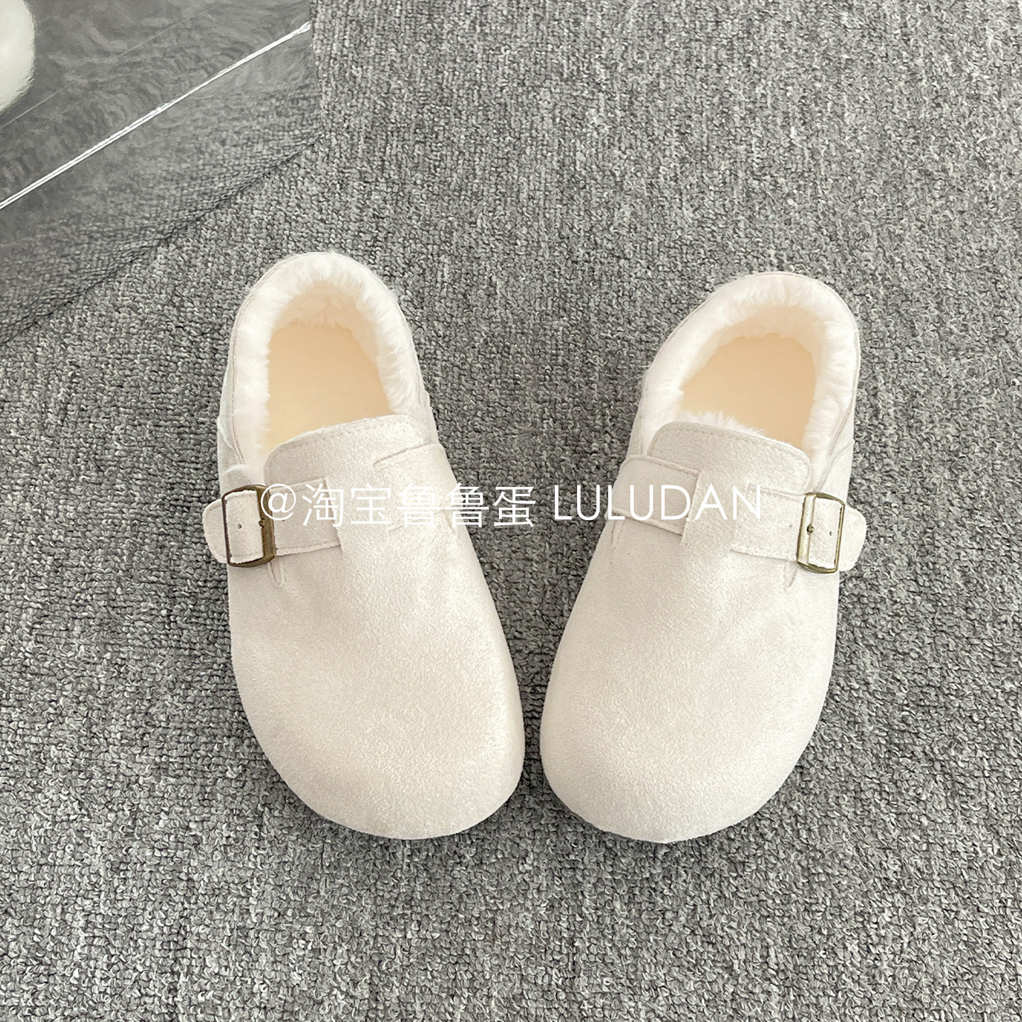 鲁鲁蛋 全包加绒勃肯鞋女2025新款冬季外穿一脚蹬单鞋保暖二棉鞋,淘宝优惠券,粉丝福利购,淘宝优惠卷