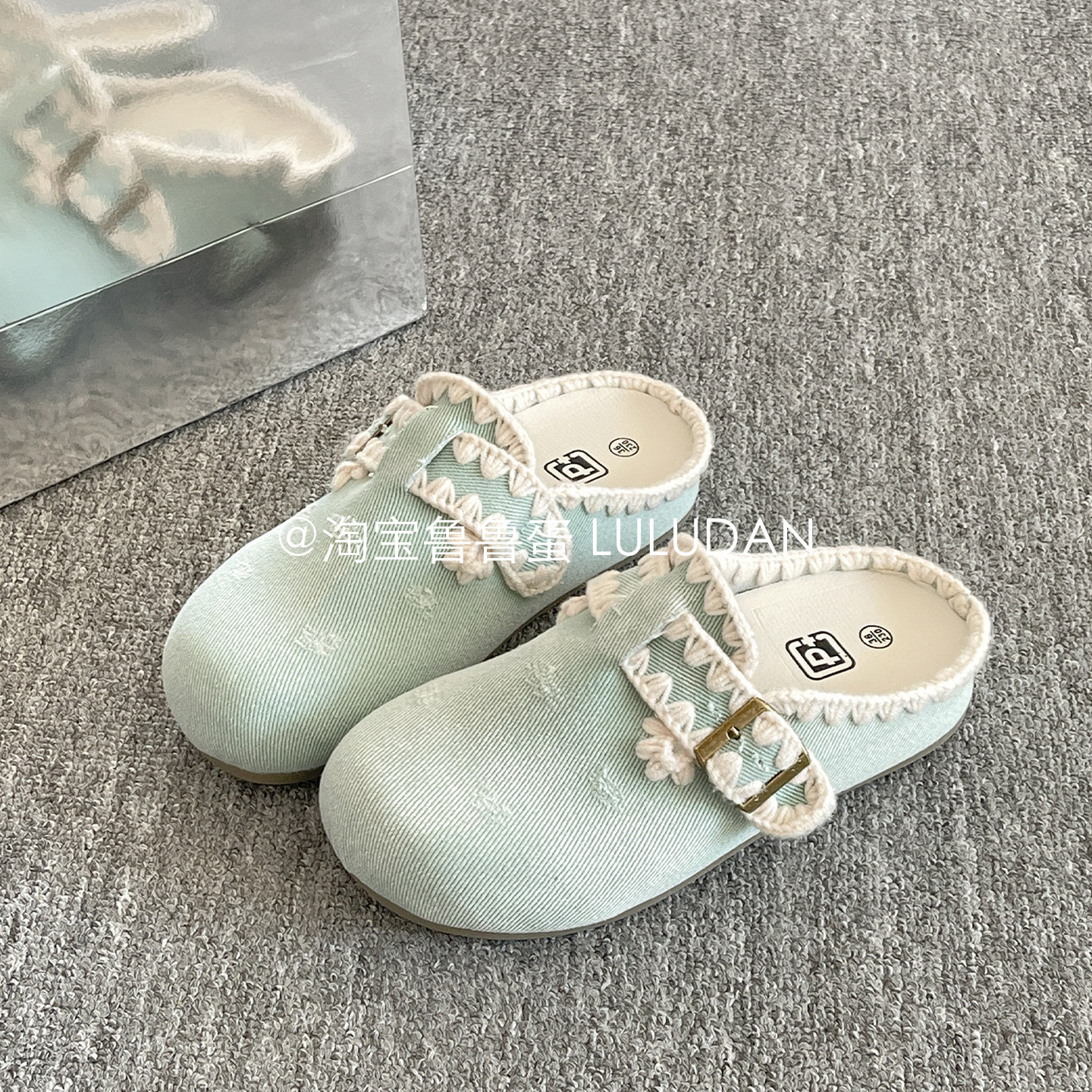 鲁鲁蛋 穆勒半拖鞋女外穿包头拖鞋2026新款春季超火一脚蹬勃肯鞋,淘宝优惠券,粉丝福利购,淘宝优惠卷