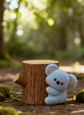 可爱考拉树桩萌系家居桌面摆件