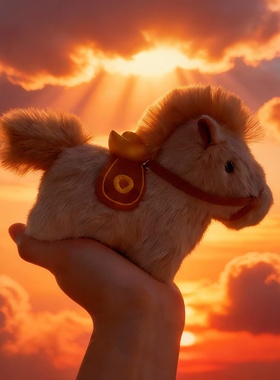 马上有钱小马毛绒钥匙扣摆件