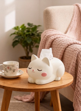 可爱猫咪纸巾盒创意收纳摆件