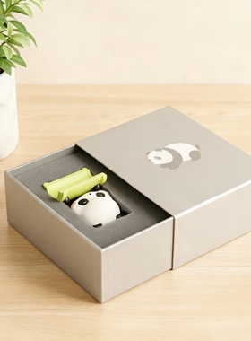 可爱熊猫桌面摆件礼盒生日礼物