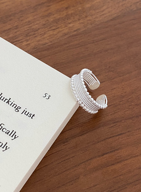 2025秋款几何凹面宽面圆珠开口戒