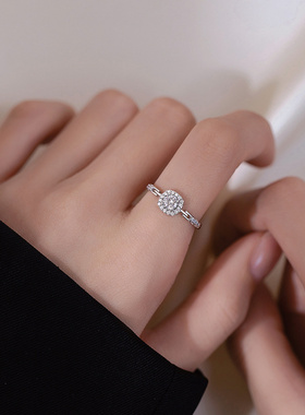 925纯银方钻戒指轻奢小众设计食