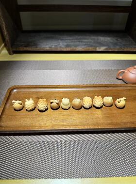 实心玉竹精品雕刻活眼金蟾竹雕豆豆蟾DIY文玩手持配饰16mm左右