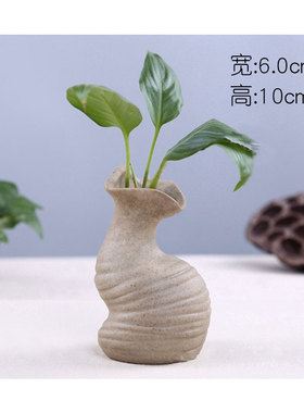 创意粗陶小花瓶家居办公装饰品插花花器摆件简约水培陶瓷花瓶禅意