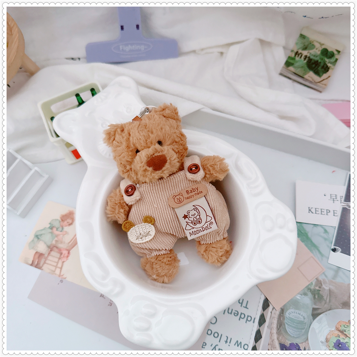 仅售衣服巴塞罗那小熊12厘米挂饰萌宠背带裤衣服裙子娃衣着替集合 - 图0