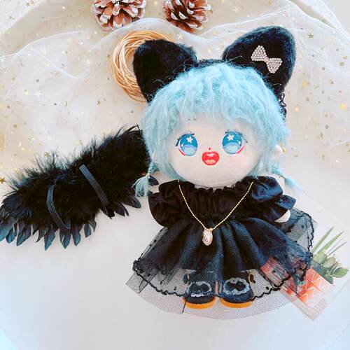 现货白色天使连衣裙黑色恶魔衣服20厘米套装20cm娃衣明星棉花娃娃 - 图2