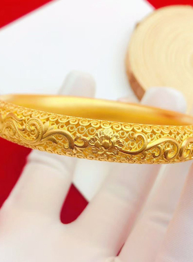 实心镂空手环送礼古法黄金定制