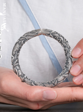 龙纹手镯云南足银民族风国潮男士