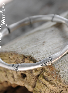 云南竹节韩版古典纯银手镯