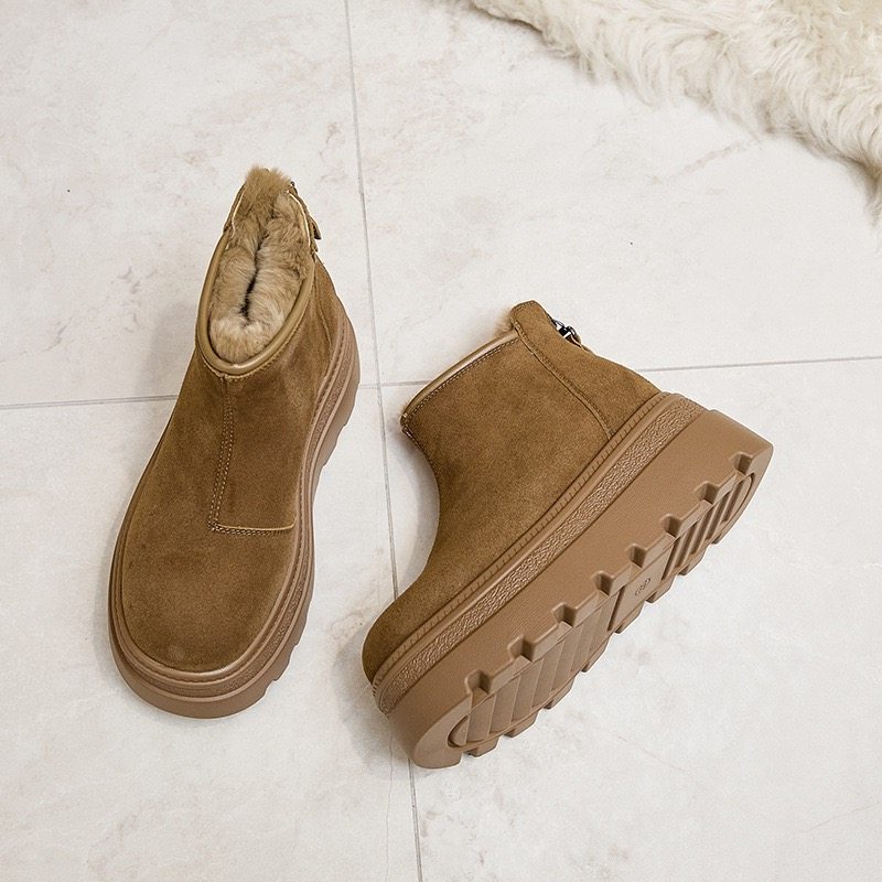真皮超火厚底博肯鞋女冬加绒保暖雪地靴增高小个子短靴松糕豆豆鞋,淘宝优惠券,粉丝福利购,淘宝优惠卷