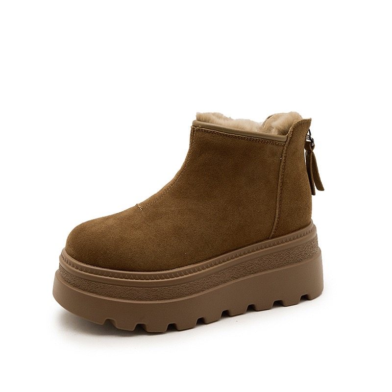 真皮超火厚底博肯鞋女冬加绒保暖雪地靴增高小个子短靴松糕豆豆鞋,淘宝优惠券,粉丝福利购,淘宝优惠卷