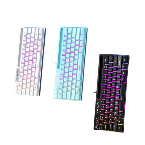 狼蛛F3061mini有线小键盘轻音64键RGB背光多功能按键自带卡槽 - 图3