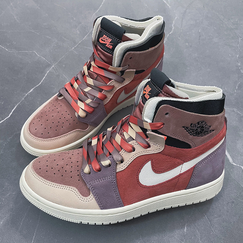 适配AJ1 AF1 mid樱花粉脏粉三色拼接高低帮篮球板鞋扁平鞋带绳-图2