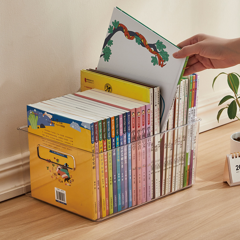 儿童绘本收纳盒书本书籍整理神器透明牛津树书架书桌桌面置物架柜 - 图1