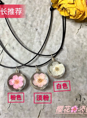 手工设计真干花四叶草蒲公英标本锁骨项链饰品精品景区货源爆款