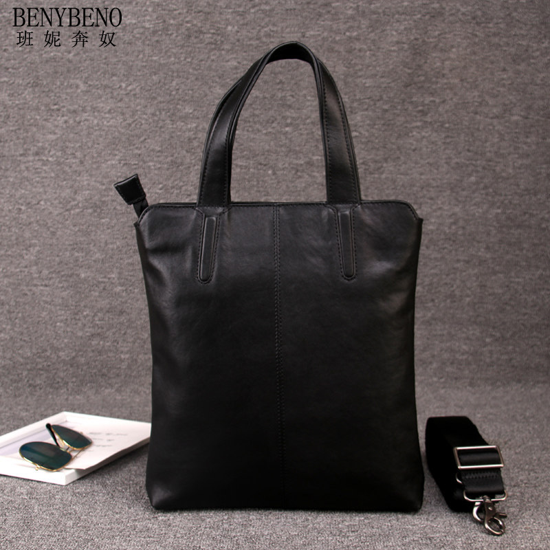 男士真皮手提包休闲潮竖款公文包 班妮奔奴男士包袋