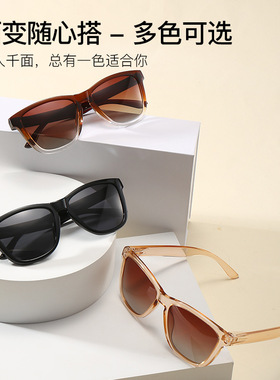 无色透明偏光镜太阳镜欧美时尚男女士防紫外线防晒复古款炫彩墨镜
