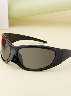 白色猫眼墨镜夸张大猫眼欧美时尚太阳镜女运动骑行镜女感太阳眼镜