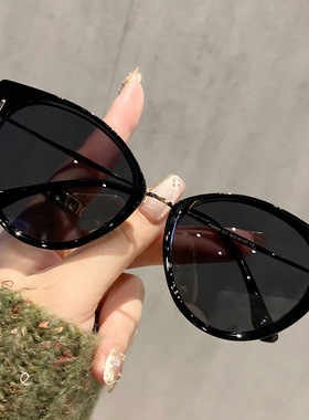 女式猫眼墨镜黑色粉色大框偏光镜男士太阳眼镜高级感复古眼镜架女