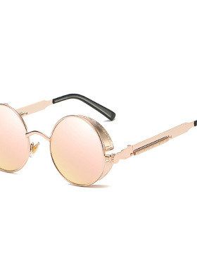 朋克哥特风潮男女太阳镜圆形复古偏光墨镜炫彩膜时尚太阳眼镜街拍