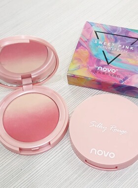 NOVO渐变腮红黄皮提亮显白裸妆自然四色晒红女蜜桃色腮红初学者