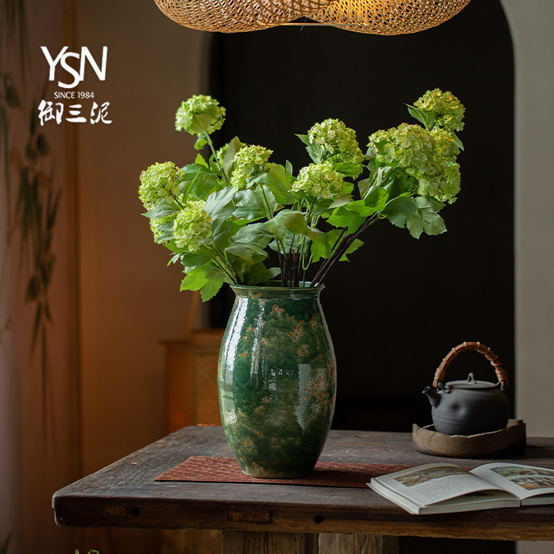 御三泥陶瓷花瓶苏打绿色粗陶花器客厅居家插花摆件装饰复古罐子,淘宝优惠券,粉丝福利购,淘宝优惠卷