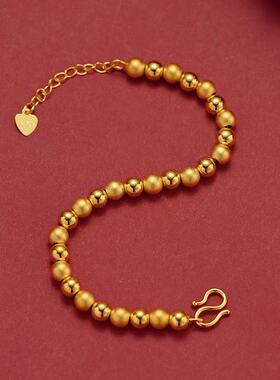 网红款少女珠子手链沙金实心光面哑光相间珠子女款时尚潮流手链