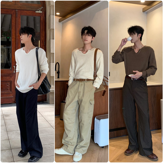 Hualun冬季内搭男生针织衫打底T恤薄款男装上衣cleanfit休闲毛衣