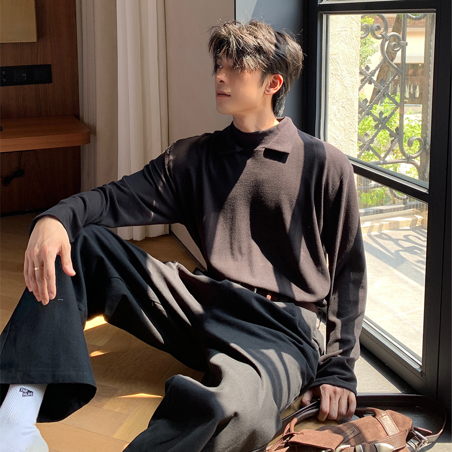 Hualun春秋内搭打底衫男款2025正流行T恤男长袖韩版百搭保暖上衣 - 图2