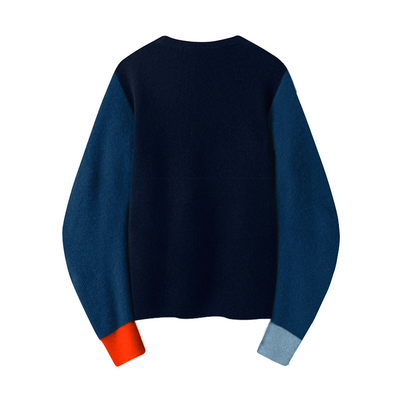 赞爆！自带气场真心漂亮！撞色弯刀袖修身羊绒衫女圆领纯羊绒毛衣,淘宝优惠券,粉丝福利购,淘宝优惠卷