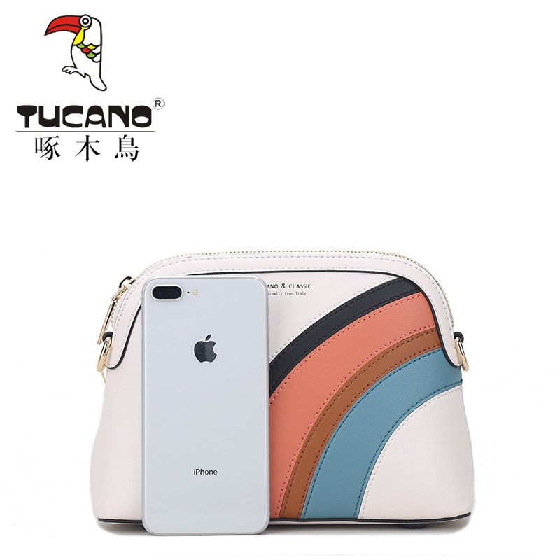 啄木鸟2020新款潮撞色单肩斜挎包 啄木鸟季诚女士包袋