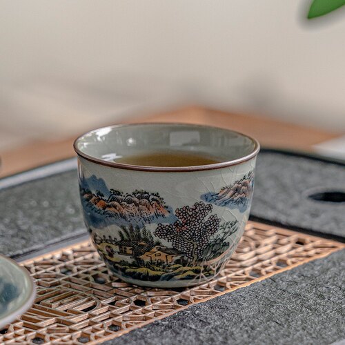 老陶泥客杯小缸杯景德镇釉下红陶瓷茶具茶器主人杯单杯品茗杯中式 - 图1