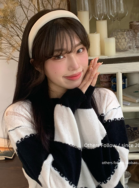 【Follow】韩国东大门日韩定制条纹奶油纯色高颅顶少女感海绵发箍