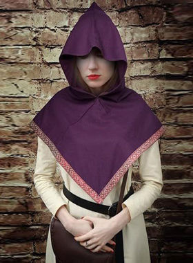 万圣节狂欢派对cosplay兜帽花边披风 中世纪游戏角色表演尖帽披肩
