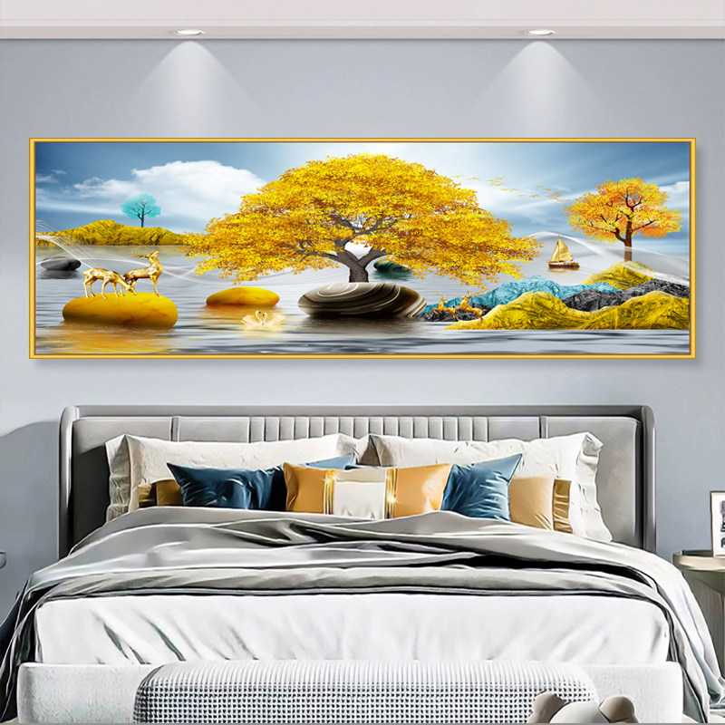 厅背靠金山床头装饰贴画卧室床头朝西静心贴画家用墙面自粘壁画客,淘宝优惠券,粉丝福利购,淘宝优惠卷