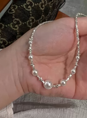 【送耳环】碎银满天星珍珠项链女新款爆款高级感精致小米珠项链