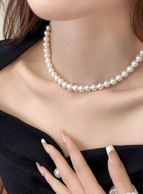 施家珍珠项链女新款爆款百搭毛衣链轻奢小众