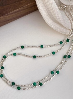925碎银子项链配饰女百搭锁骨链2025新款颈链玛瑙天然石项链