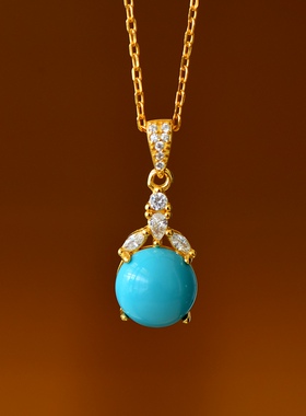 S925纯银圆形吊坠空托玉石镶嵌托