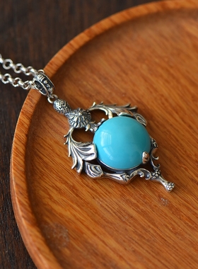 男女款S925纯银圆珠镶嵌吊坠空托